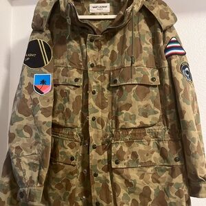RARE Saint Laurent Paris 2014 Hedi Slimane Duck Hunter Camo Patch Parka - 54